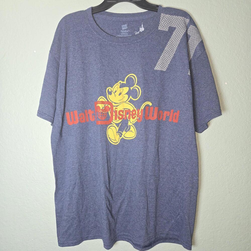 Disney Parks Authentic Hanes Mickey Mouse 71 Short Sleeve Blue T-Shirt Men sz XL